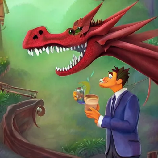 Prompt: a gentleman dragon as a pixar movie, detailed