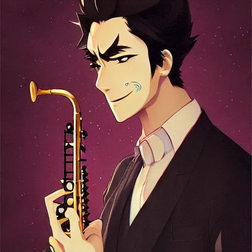 Prompt: portrait of a jazz loving city boy, anime fantasy illustration by tomoyuki yamasaki, kyoto studio, madhouse, ufotable, comixwave films, trending on artstation