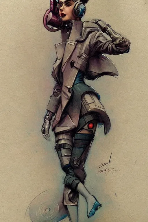 Image similar to ( ( ( ( ( 1 9 5 0 s retro future art deco cyberpunk character design. muted colors. ) ) ) ) ) by jean - baptiste monge!!!!!!!!!!!!!!!!!!!!!!!!!!!!!!