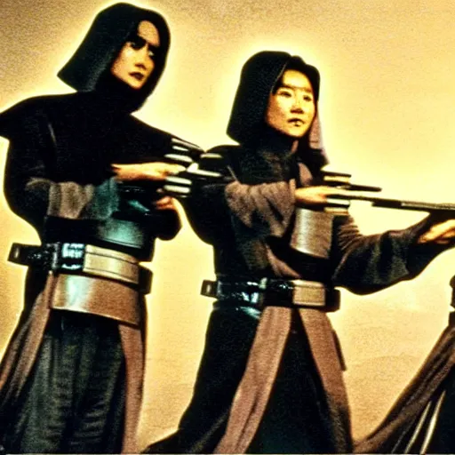 Image similar to screenshot from a chinese star wars movie from 1 9 7 7