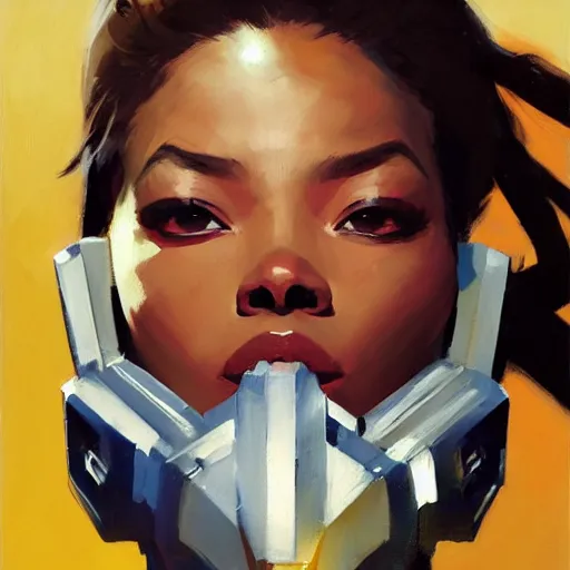 Image similar to greg manchess portrait painting of makima in chainsawman as overwatch character, medium shot, asymmetrical, profile picture, organic painting, sunny day, matte painting, bold shapes, hard edges, street art, trending on artstation, by huang guangjian and gil elvgren and sachin teng