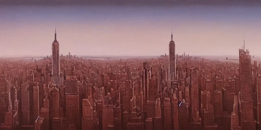 Image similar to New York CIty Skyline by Zdzisław Beksiński