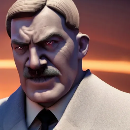 Image similar to Hitler cast as Thanos, still from marvel movie, hyperrealistic, 8k, Octane Render,