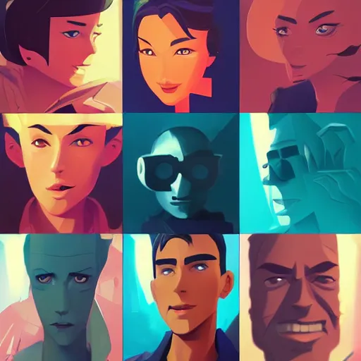 Image similar to face icon stylized minimalist casablanca, loftis, cory behance hd by jesper ejsing, by rhads, makoto shinkai and lois van baarle, ilya kuvshinov, rossdraws global illumination