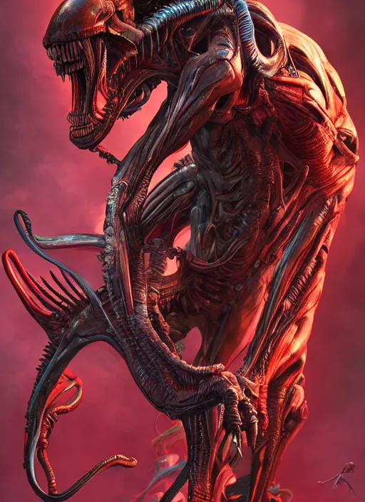 Image similar to xenomorph, monster anatomy, ross tran, vivid colors, anatomical, highly detailed sculpture, intricate detailed, ommatidia, 8 k, cinematic atmosphere, post - processing