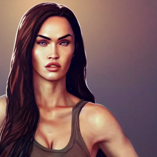 Image similar to megan fox, disco elysium, photorealistic, realistic, ultra detailed