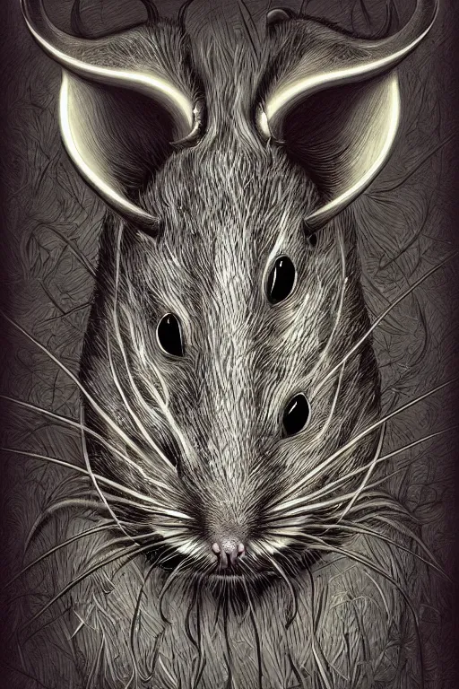 Prompt: horned rat, symmetrical, highly detailed, digital art, sharp focus, trending on art station
