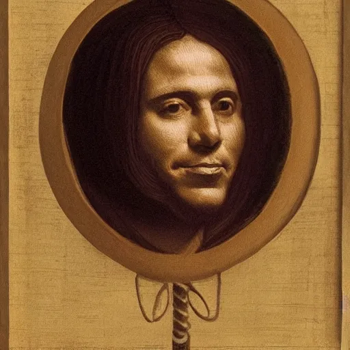 Image similar to portrait of barack obama, short hair. in the style of leonardo da vinci