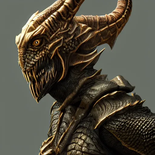 Image similar to the dragonborn from skyrim, au naturel, hyper detailed, digital art, trending in artstation, cinematic lighting, studio quality, smooth render, unreal engine 5 rendered, octane rendered, art style by klimt and nixeu and ian sprigger and wlop and krenz cushart