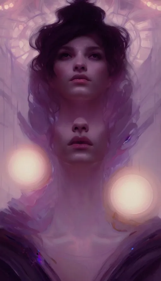 Image similar to symmetry!! portrait of a beautiful necromancer princess, sci - fi, glowing lights!! intricate, elegant, highly detailed, digital painting, artstation, concept art, smooth, sharp focus, illustration, ethereal, ominous, misty, by ruan jia and jeremy mann and alphonse mucha, 8 k