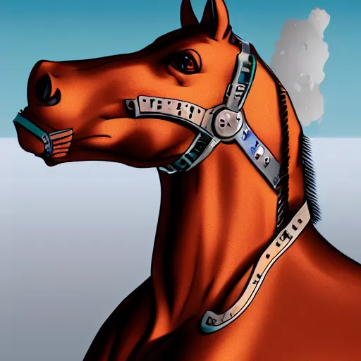 Image similar to cyborg horse, cel-shading, 4k