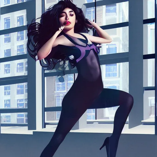 Prompt: Charli XCX throwing a computer out a window, artstation, digital art, high resolution