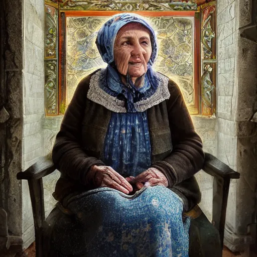 Prompt: hyperrealistic mixed media high resolution image of a Ukrainian grandmother, stunning 3d render inspired art by István Sándorfi and Greg Rutkowski and Unreal Engine, perfect symmetry, dim volumetric lighting, 8k octane beautifully detailed render, post-processing, extremely hyper-detailed, intricate, epic composition, highly detailed attributes, highly detailed atmosphere, full body shot, cinematic lighting, masterpiece, trending on artstation, very very detailed, masterpiece, stunning, flawless structure, lifelike texture, perfection,