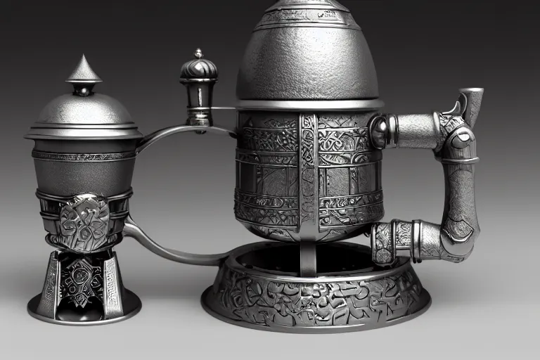 Prompt: a very detailed concept art lord of the rings samovar, trending on artstation, digital art, 4 k, hyper realistic, octane render, sharp focus