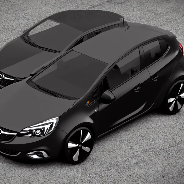 Image similar to black opel corsa d in darkness with lights, unreal engine, hyper realism, high detailed, 8k,