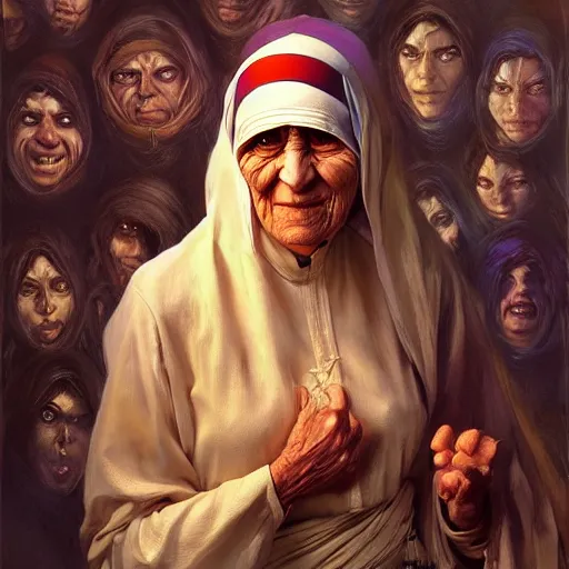 Prompt: Mother Teresa as a fantasy D&D character, art by Donato Giancola and Bayard Wu, digital art, trending on artstation, 4k