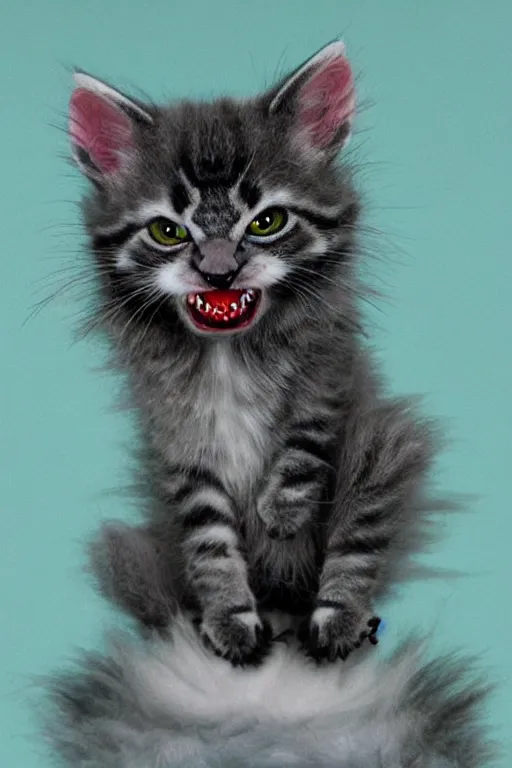 Prompt: vampire kitten riot hyperreal hilarious maelstrom