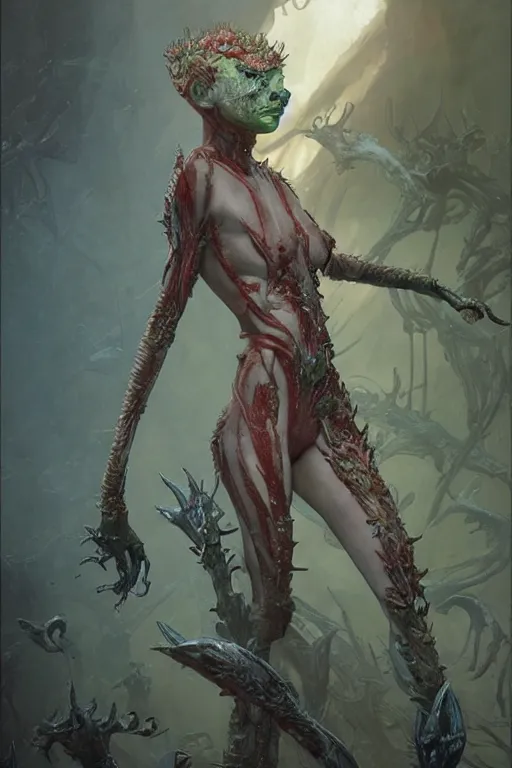 Image similar to Charlize Theron as Venus flytrap, intricate, highly detailed, smooth, artstation, digital illustration by Ruan Jia and Mandy Jurgens and Artgerm and Wayne Barlowe and Greg Rutkowski and Zdislav Beksinski