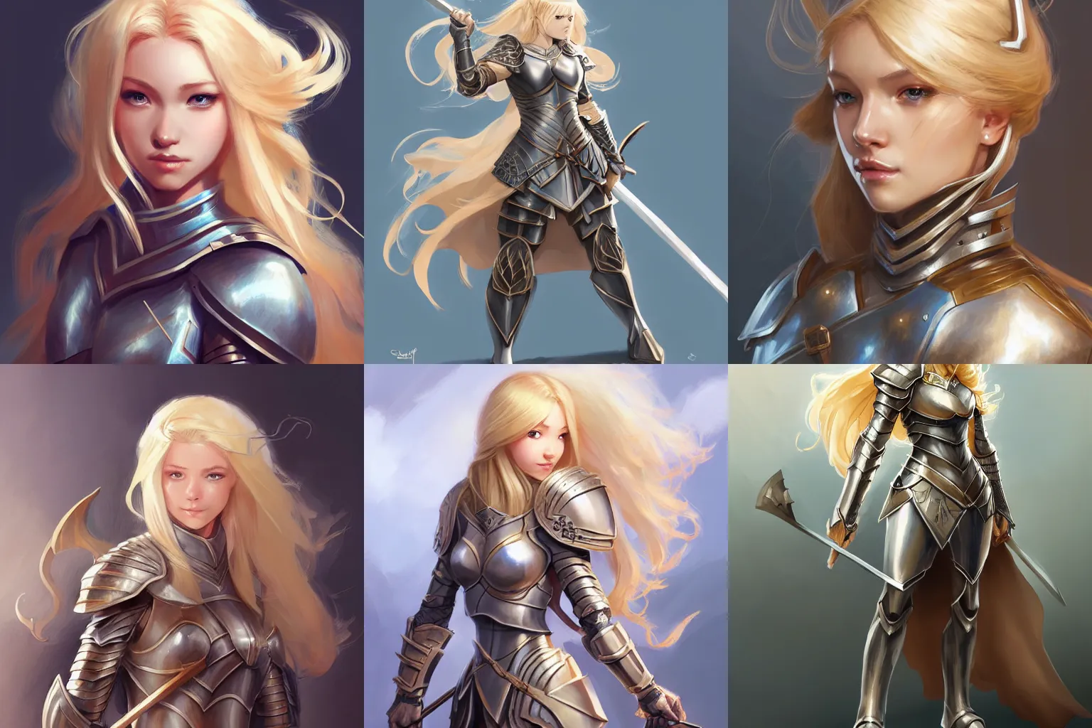 Prompt: concept art of a beautiful knightess with blonde hair, wearing armor | | cute - fine - face, pretty face, fine details by stanley artgerm lau, wlop, rossdraws, james jean, andrei riabovitchev, marc simonetti, and sakimichan, trending on artstation
