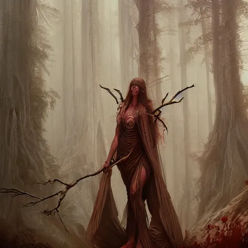 Image similar to A goddess of the forest, trending on Artstation, Greg Rutkowski, Wayne Barlowe