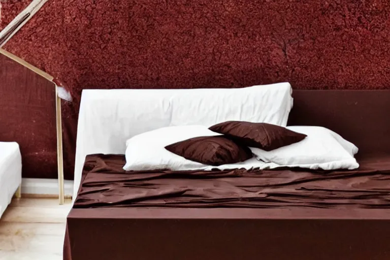 Image similar to a bed made of chocolate