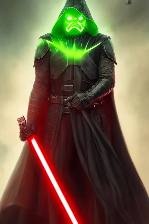 Prompt: characters portrait of Darth Sith mixed with Green Arrow by ArtGerm and Tom Bagshaw, merged character, Full body shot, cinematic opening shot, 4k, highly detailed, cinematic lighting