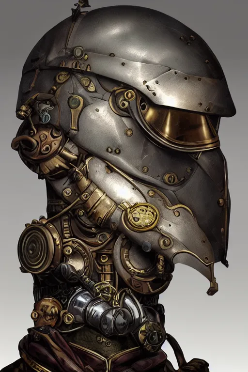 Image similar to steampunk helmet fantasy art mask robot ninja stylized digital illustration sharp focus, elegant intricate digital painting artstation concept art global illumination ray tracing advanced technology chaykin howard and campionpascale and cooke darwyn and davis jack