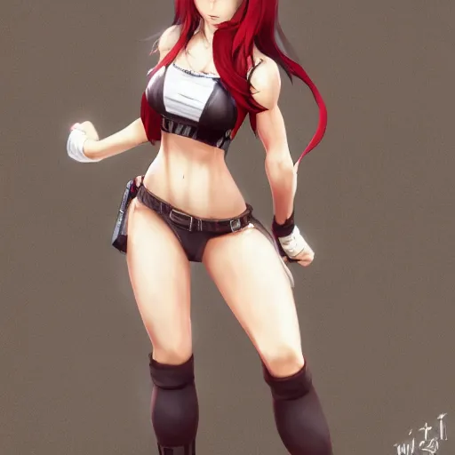 Image similar to full body shot of tifa lockhart by WLOP, rossdraws, Logan Cure, Mingchen Shen, BangkuART, sakimichan, yan gisuka, JeonSeok Lee, zeronis, Chengwei Pan on artstation