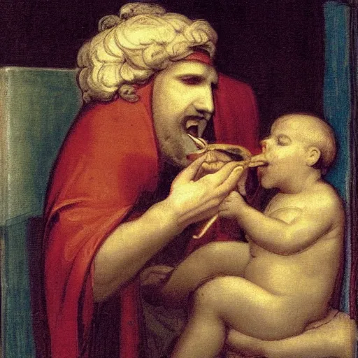 Prompt: Saturn Slurping His Son