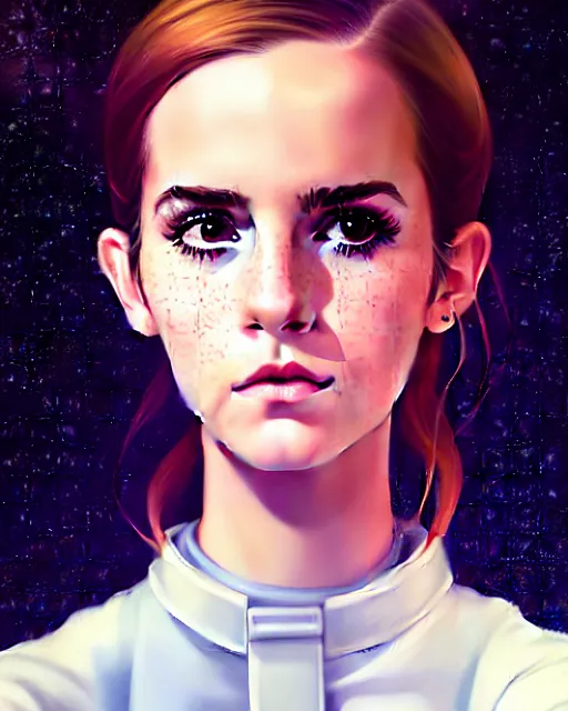 Image similar to portrait Anime space cadet Emma watson cute-fine-face, pretty face, realistic shaded Perfect face, fine details. Anime. realistic shaded lighting by Ilya Kuvshinov Giuseppe Dangelico Pino and Michael Garmash and Rob Rey, IAMAG premiere, aaaa achievement collection, elegant freckles, fabulous