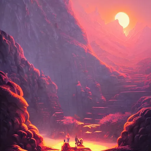 Image similar to view of the entrance to a dungeon of the gods at the base of an ancient mountain, realistic lighting, dark, foreboding, highly detailed, chaotic small details, behance hd, by rhads, makoto shinkai and lois van baarle, ilya kuvshinov, rossdraws, global illumination