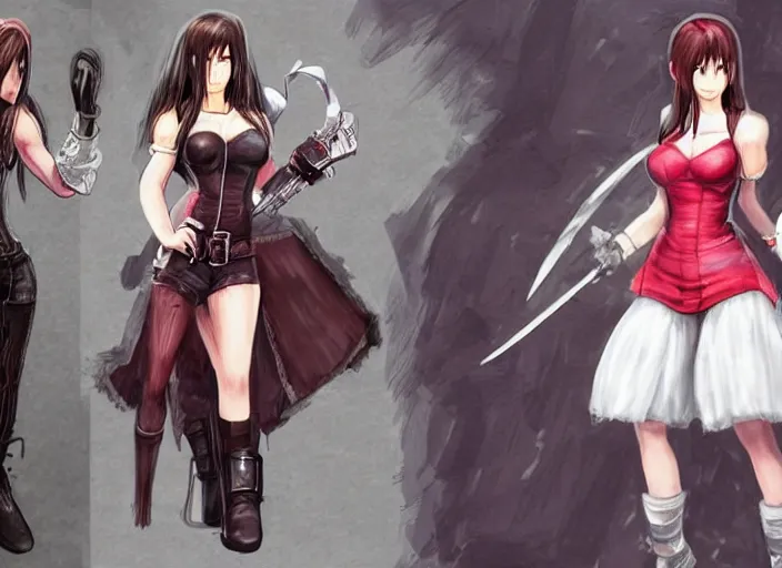 Prompt: highly detailed concept art of tifa lockhart and aerith gainsborough