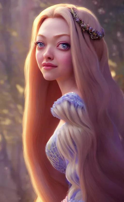 Image similar to amanda seyfried as the rapunzel princess, character art, art by artgerm lau and wlop and and ilya kuvshinov and john singer sargent, hyperdetailed, 8 k realistic, symmetrical, frostbite 3 engine, cryengine, dof, trending on artstation, digital art