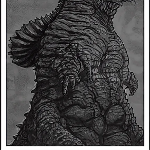 Image similar to godzilla drawn david mckean