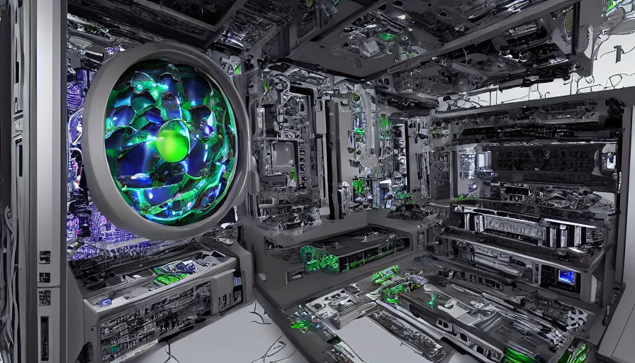 Prompt: the inside of a computer only organic, photo - realistic, detailed