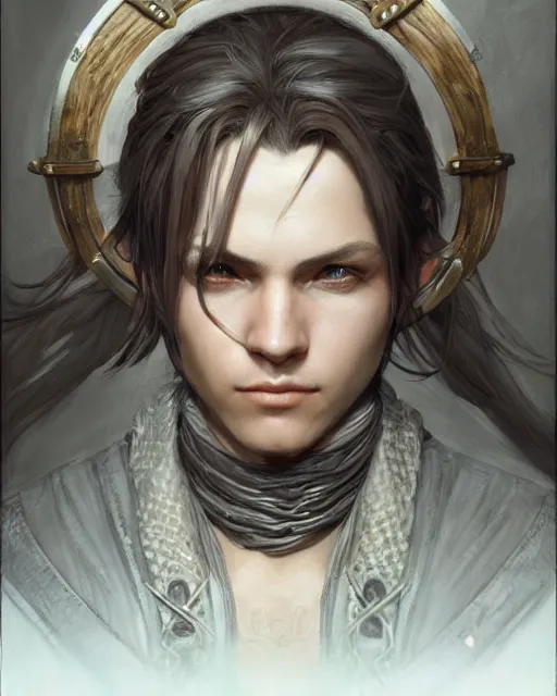 Image similar to rogue bard portrait | highly detailed | very intricate | symmetrical | cinematic lighting | award - winning | closeup portrait | balthier final fantasy | painted by donato giancola and mandy jurgens and charlie bowater | featured on artstation
