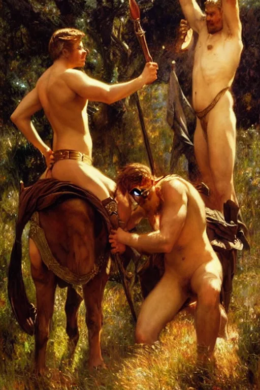 Prompt: the chronicles of narnia, painting by gaston bussiere, craig mullins, j. c. leyendecker, tom of finland