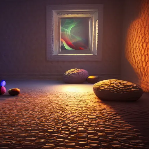 Image similar to a hyperrealistic 3 d render of a dmt trip, photorealism, dramatic lighting, volumetric lighting, 8 k, unreal engine, octane render