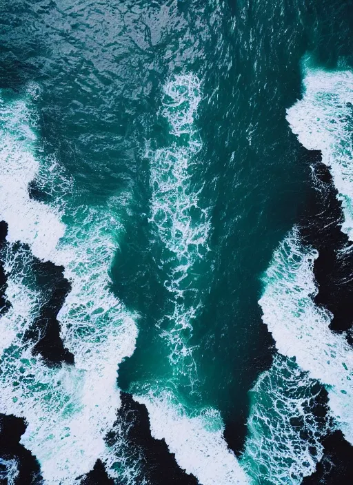 Image similar to a view of the ocean from a cliff, a tilt shift photo by yi insang, unsplash, video art, tilt shift, wallpaper, cinematic view