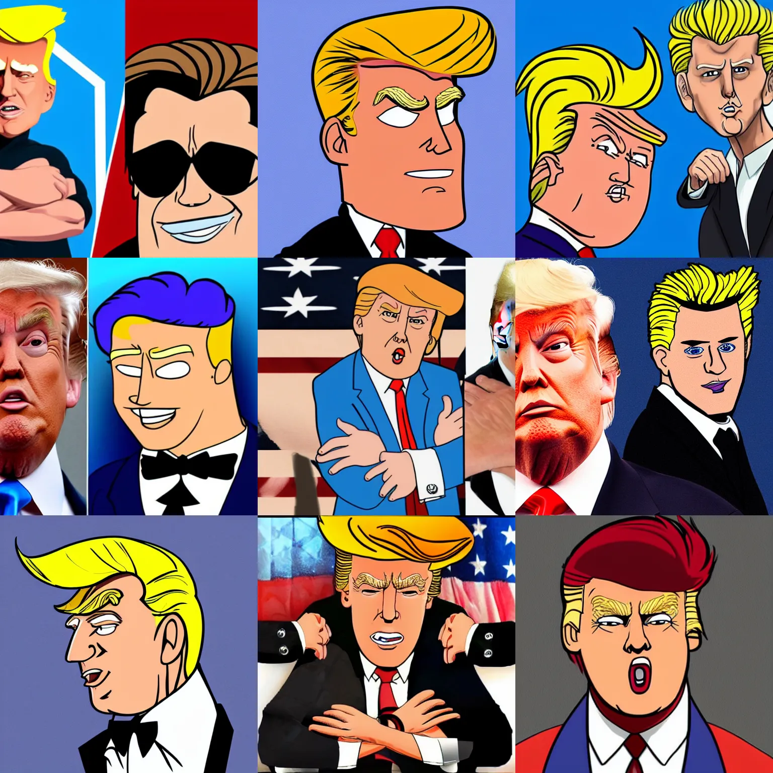 Prompt: Donald Trump as Johnny Bravo