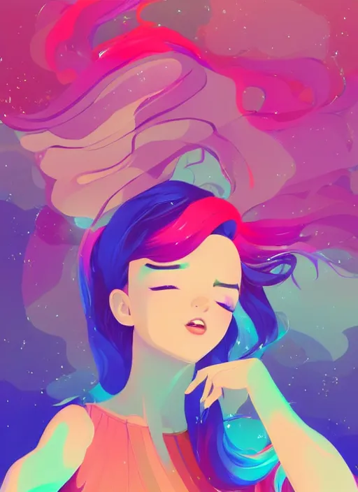 Image similar to a beautiful young woman with rainbow hair wearing a party dress. clean cel shaded vector art. shutterstock. behance hd by lois van baarle, artgerm, helen huang, by makoto shinkai and ilya kuvshinov, rossdraws, illustration, art by ilya kuvshinov