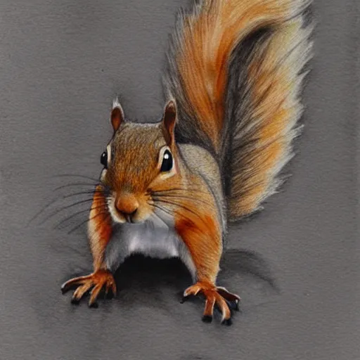 Prompt: squirrel watercolor, pencil