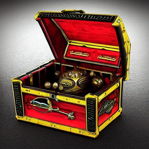 Image similar to futuristic treasure chest in a form of a car