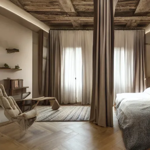 Image similar to the interior of a bedroom in italy