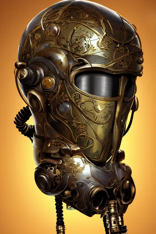 Image similar to steampunk helmet fantasy art mask robot ninja stylized digital illustration sharp focus, elegant intricate digital painting artstation concept art global illumination ray tracing advanced technology chaykin howard and campionpascale and cooke darwyn and davis jack