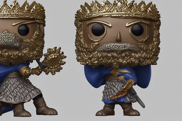 Image similar to an ultra detailed 3 d render of king richard the lionhearted as a funko pop, epic anime fantasy, 8 k, volumetric lighting, smooth, highly detailed, digital illustration, octane render, art by kentaro miura and akira toriyama and albert bierstadt and greg rutkowsi, artstation