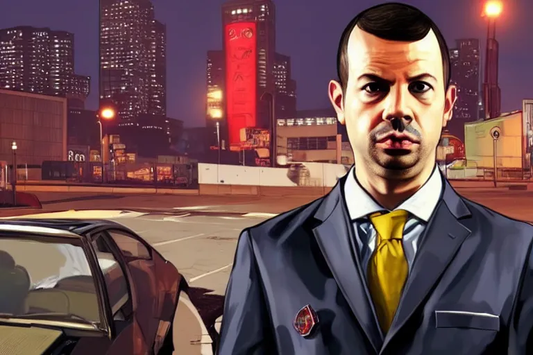 Image similar to andrew tate on a gta v loading screen