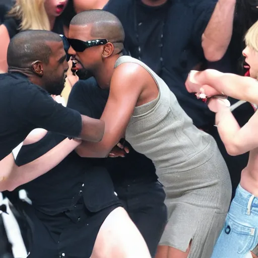 Image similar to taylor swift beating kanye up