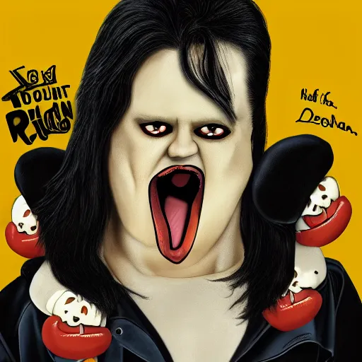 Image similar to Glenn Danzig as an anthropomorphic hotdog