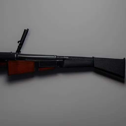 Image similar to A medium shot photograph of an AK-47 against a white background, 4k, ultra HD